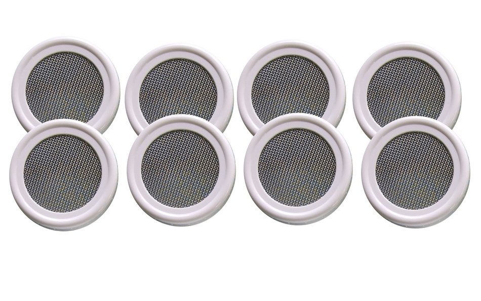 Sprouting Lid for Mason Jars 'The Original Speed Strainer Lid'&reg; (Set of 8 Wide Mouth Lids) for Sprouts, Sprouting...