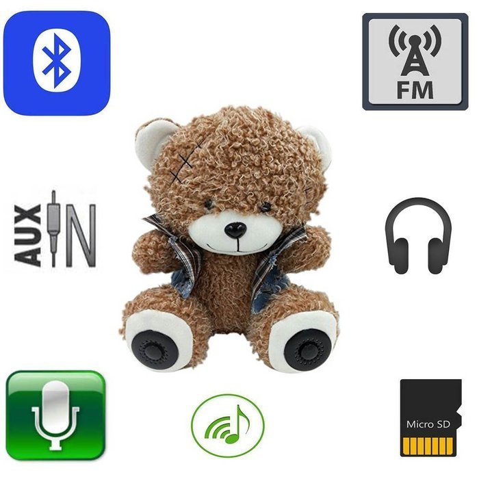 11.8 Inches Multifunctional Teddy Bear Plush Toy Bluetooth Wireless Micro SD Memory Card Stereo Speaker w/ FM...
