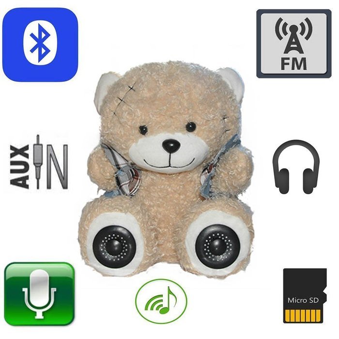 11.8 Inches Multifunctional Teddy Bear Plush Toy Bluetooth Wireless Micro SD Memory Card Stereo Speaker w/ FM... N5