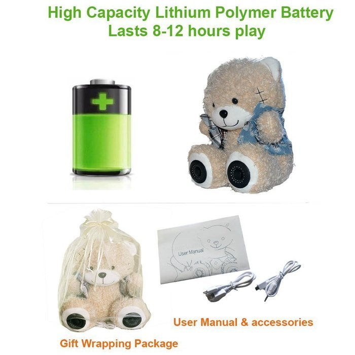 11.8 Inches Multifunctional Teddy Bear Plush Toy Bluetooth Wireless Micro SD Memory Card Stereo Speaker w/ FM... N7