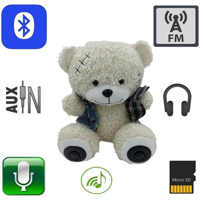 11.8 Inches Multifunctional Teddy Bear Plush Toy Bluetooth Wireless Micro SD Memory Card Stereo Speaker w/ FM... N9