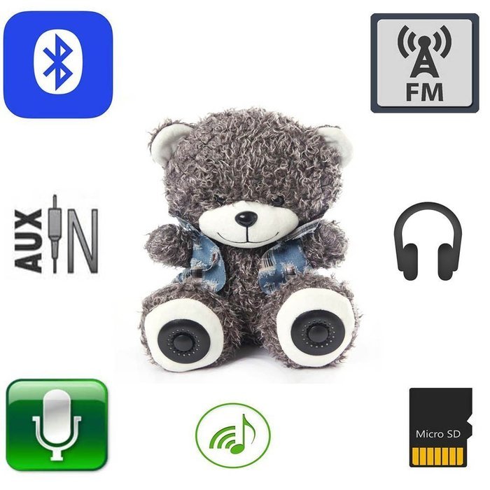 11.8 Inches Multifunctional Teddy Bear Plush Toy Bluetooth Wireless Micro SD Memory Card Stereo Speaker w/ FM... N12