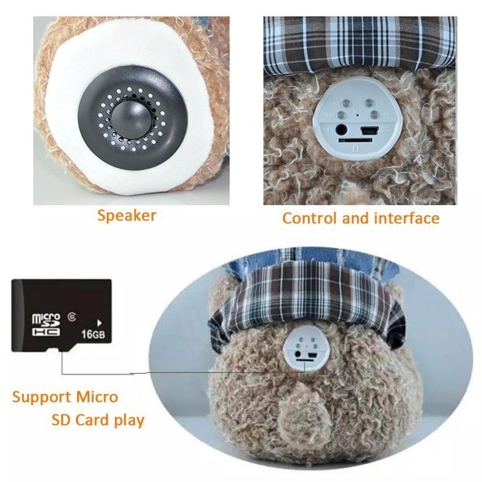 11.8 Inches Multifunctional Teddy Bear Plush Toy Bluetooth Wireless Micro SD Memory Card Stereo Speaker w/ FM... N14