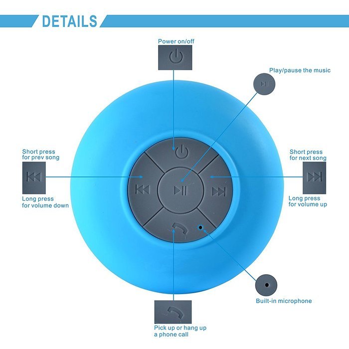 Wireless Bluetooth Speaker,Awinning BTS-06 Mini Portable Waterproof Bluetooth Wireless Stereo Shower Speakers... N2