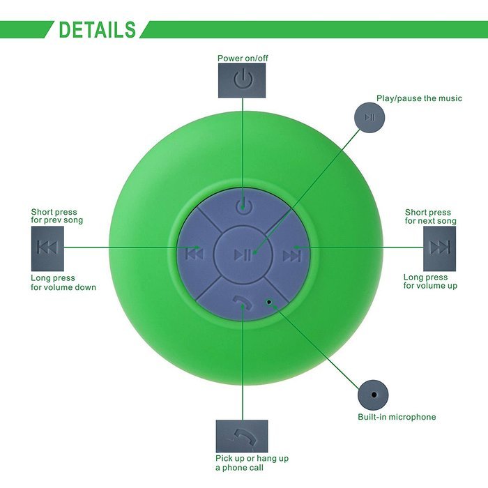 Wireless Bluetooth Speaker,Awinning BTS-06 Mini Portable Waterproof Bluetooth Wireless Stereo Shower Speakers... N9