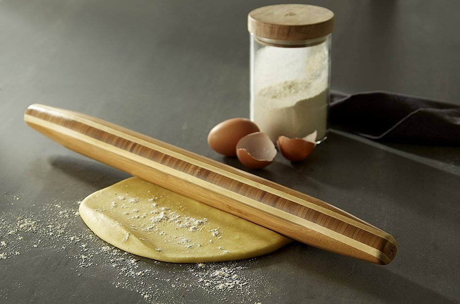 Totally Bamboo Large French Style Tapered Rolling Pin, Beautiful Inlay of Contrasting Color, 20 1/2" Long N2