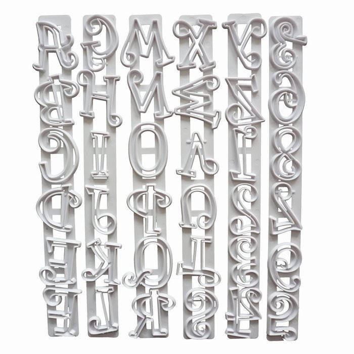 FOUR-C Fondant Tools The Alphabet and Numbers Cake Cutters Decoration Cutting Set Color White