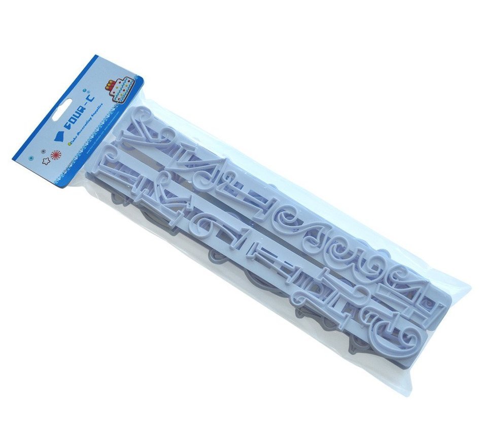FOUR-C Fondant Tools The Alphabet and Numbers Cake Cutters Decoration Cutting Set Color White N2
