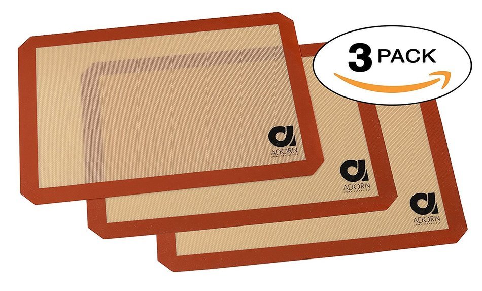 Adorn non- stick Silicone Baking Mats Half Sheet Size (16.5 X 11 5/8) "3 PACK"