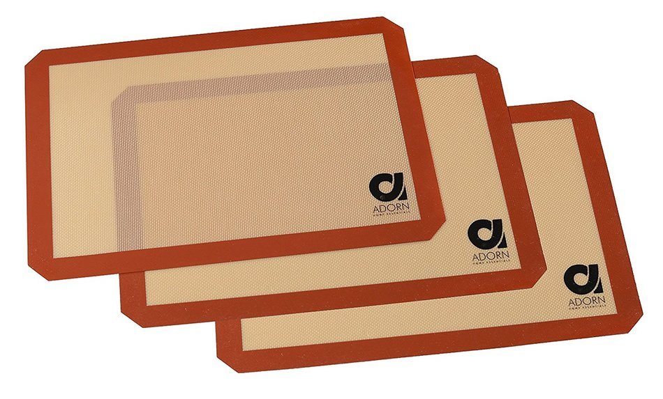 Adorn non- stick Silicone Baking Mats Half Sheet Size (16.5 X 11 5/8) "3 PACK" N6