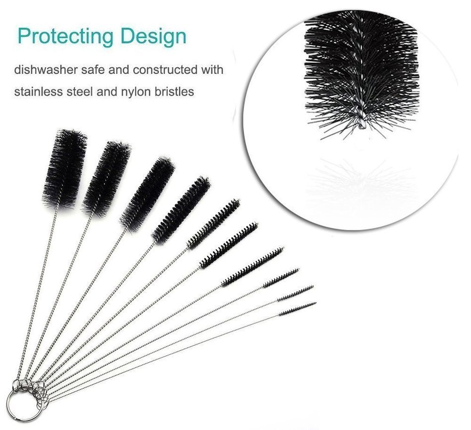 AOBOR 8 Inch Nylon Tube Brush Set - 2 Pack Cleaning Brushes Nylon Tube Brushes 20 pieces for Drinking Straws Glasses... N3