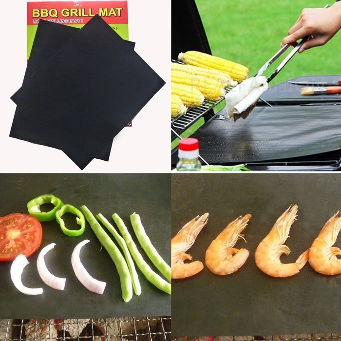 Evelin LEE Outdoor Non-stick BBQ Baking Sheets for Gas Grills, Set of 3 Mats