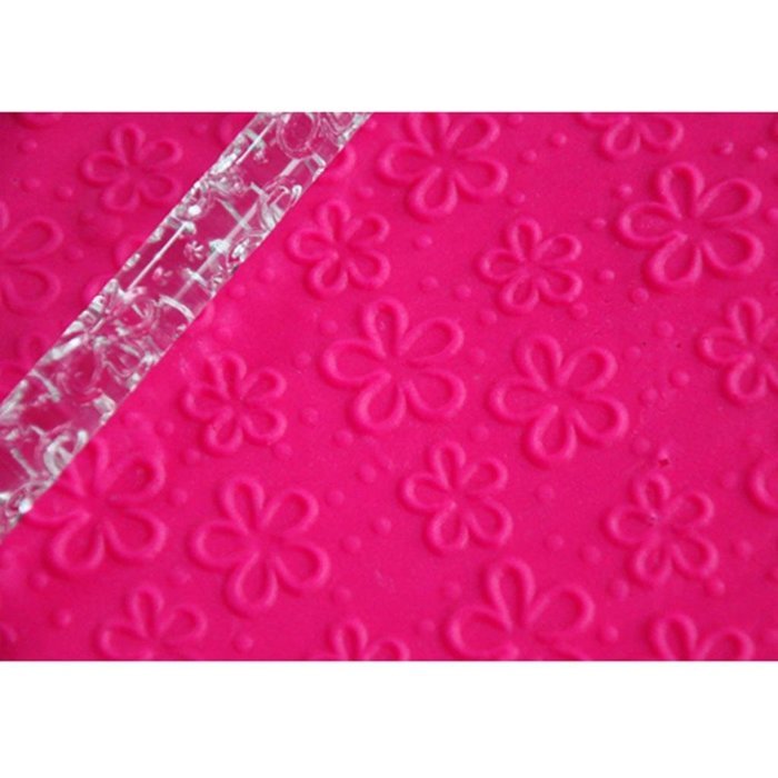 FOUR-C Fondant Tools Flowers Embossing Rolling Pin for Cupcake Making Color Transparent
