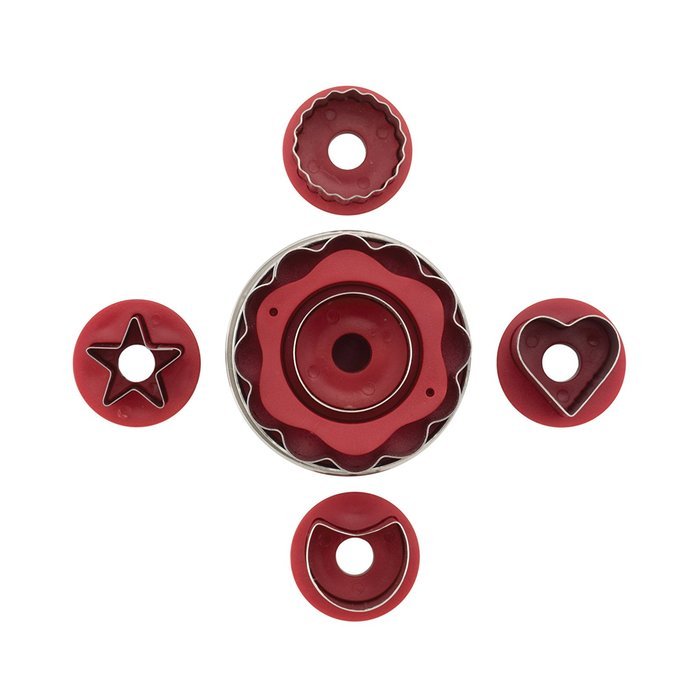 Cake Boss 6-Piece Classic Linzer Cookie Cutter Set, Red N3