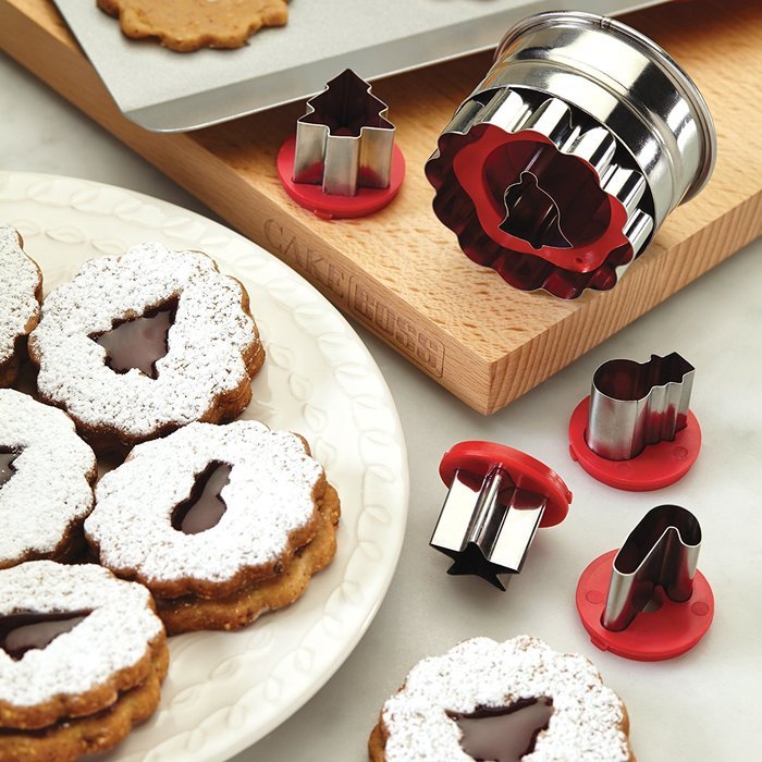 Cake Boss 6-Piece Classic Linzer Cookie Cutter Set, Red N13