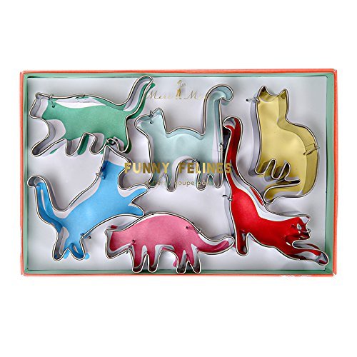 Meri Meri Funny Felines Cat Cookie Cutter, Metal, Set of 6