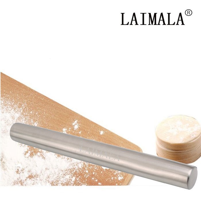 LAIMALA Stainless Steel Rolling Pin Baker Metal Rolling Pin with 13.5"