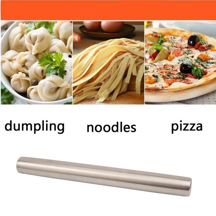 LAIMALA Stainless Steel Rolling Pin Baker Metal Rolling Pin with 13.5" N4