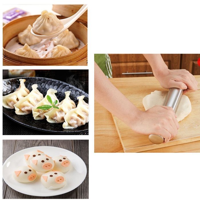 LAIMALA Stainless Steel Rolling Pin Baker Metal Rolling Pin with 13.5" N5