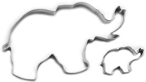 Cybrtrayd 000RM1088-1521 R&M Parent/Child Cookie Cutter Set, 5-Inch and 1 to 1.5-Inch, Elephant, Tin