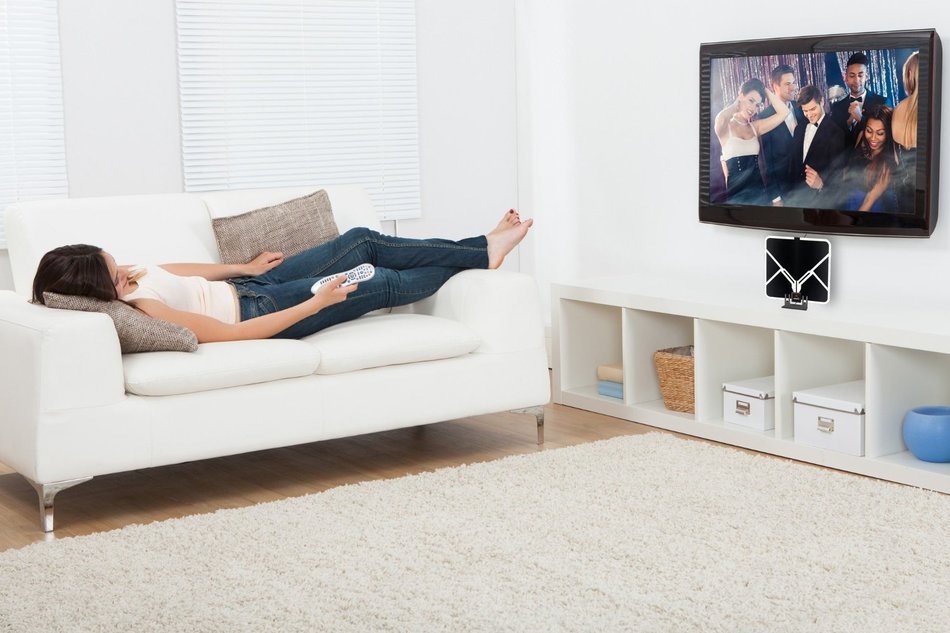 ViewTV Flat HD Digital Indoor Amplified TV Antenna - 65 Miles Range - Detachable Amplifier Signal Booster - Antenna... N4