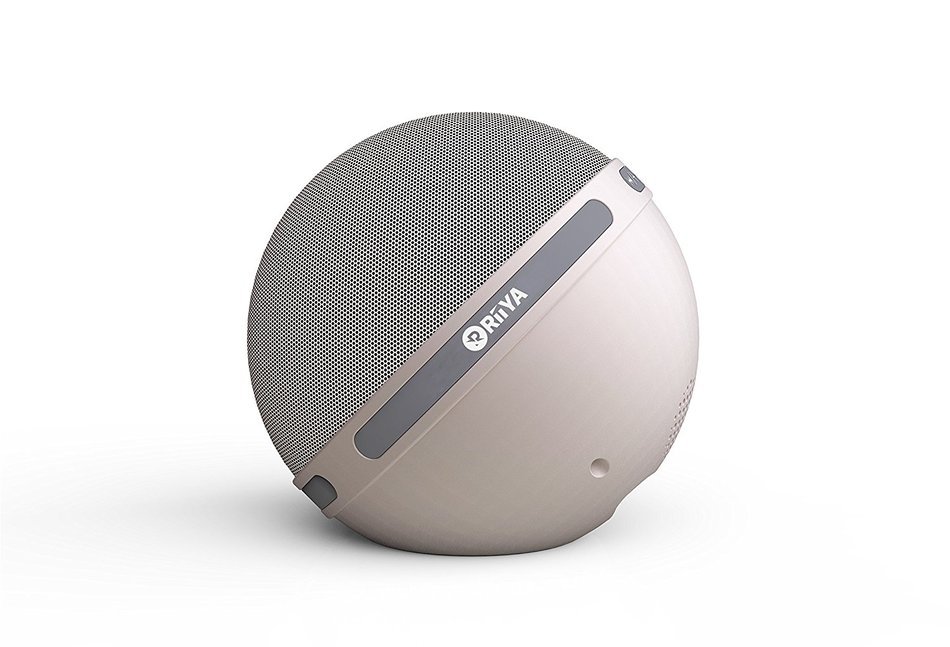 RiiYA Round Glow Portable Wireless Bluetooth 4.1 Speaker with 5 Disco LED Light & Build in Microphone - Beige N2