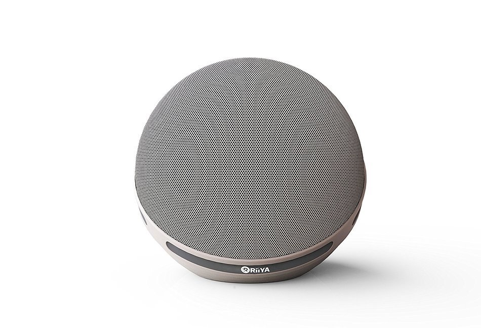RiiYA Round Glow Portable Wireless Bluetooth 4.1 Speaker with 5 Disco LED Light & Build in Microphone - Beige N3