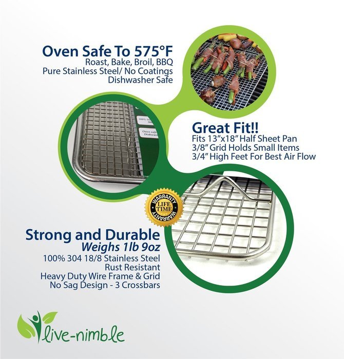 Best Stainless Steel Cooling Rack with Bonus Silicone Baking Mat. Roast Bacon and Delicious Low-fat Chicken and... N3