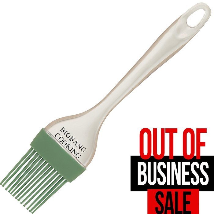Silicone Pastry Brush Green By Big Bang Cooking - the Perfect Baster or Basting Olive Oil, Butter, BBQ Sauce,...