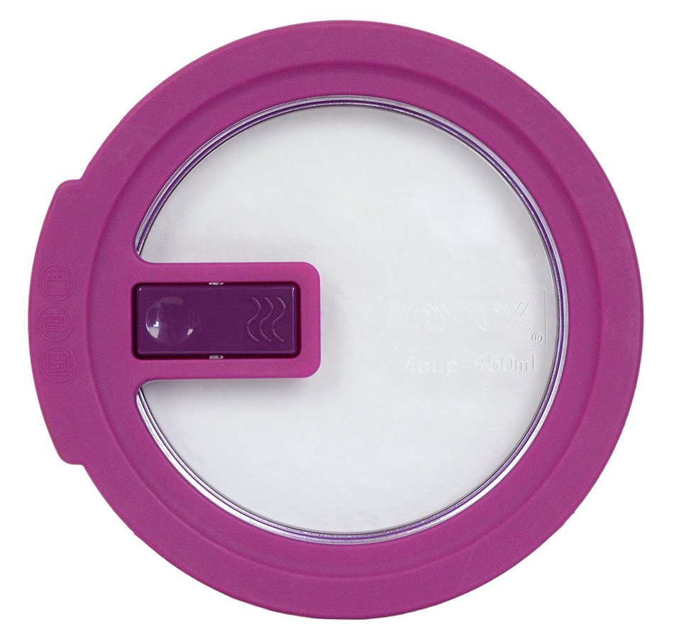 Pyrex 7201-NLC Round Pink 4 Cup Vented No-Leak Lid replaces 7201-PC (4 Pack) N2
