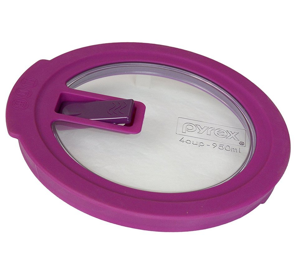 Pyrex 7201-NLC Round Pink 4 Cup Vented No-Leak Lid replaces 7201-PC (4 Pack) N4