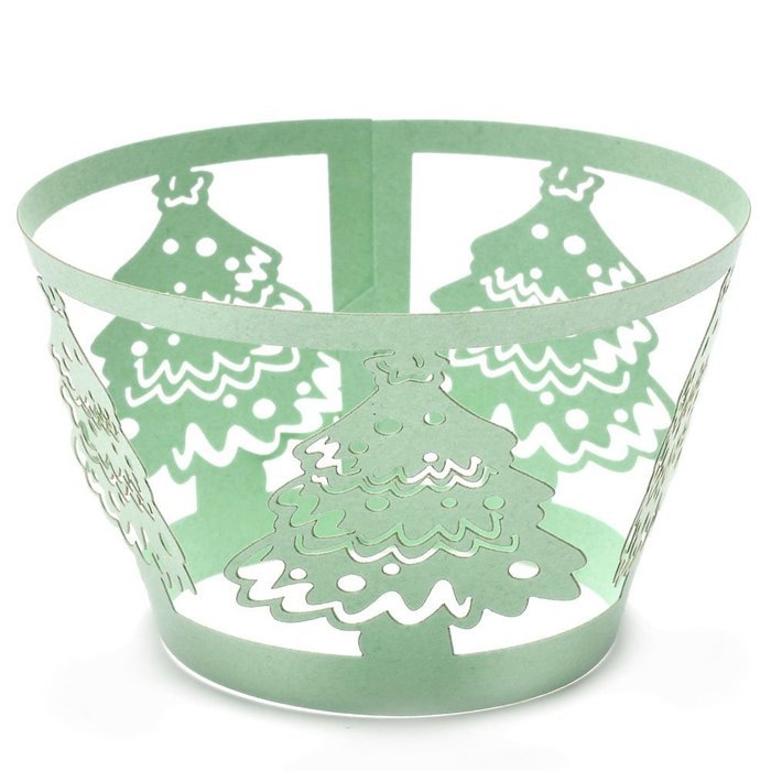 Yoption Christmas Tree Cupcake Wrapper Liner Baking Cup Muffin Case Trays Wedding Birthday Party Decoration (50pcs) N7