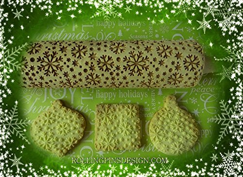 Big Snowflakes engraved rolling pin and cookie cutter