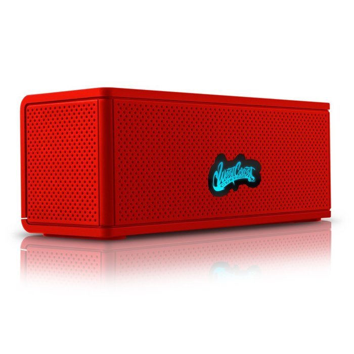 West Coast Customs Portable Wireless Bluetooth Speaker. Bulit in speakerphone and 8 Hour Battery- Red