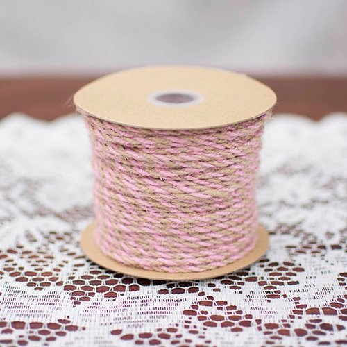 2 Pack-Bakers Twine, Twisted Jute Yarn, 50 Yards, Natural & Pink