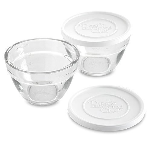 Pampered Chef 2 Cup Prep Bowl Set with Lids - Set of 2