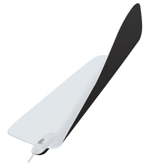 1byone 50 Miles Amplified HDTV Antenna with USB Power Supply and 20 Feet Coaxial Cable - White/Black N2