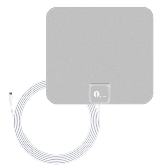 1byone 50 Miles Amplified HDTV Antenna with USB Power Supply and 20 Feet Coaxial Cable - White/Black N16