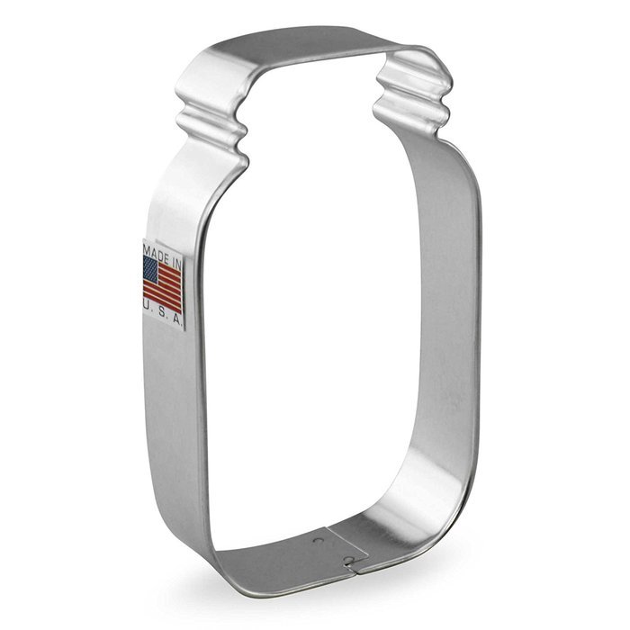 Ann Clark Mason Jar Cookie Cutter | Tin Plated Steel | Made in USA | 4" L x 2-1/2" W x 1" H