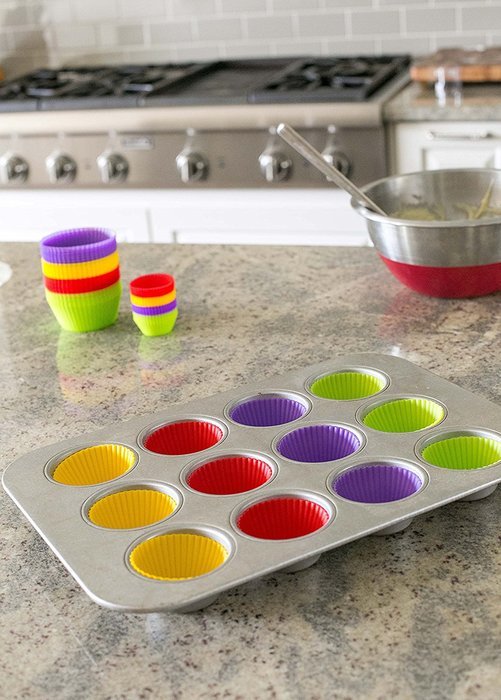 Internet's Best Silicone Large Baking Cups | 24 Pack | Reusable Cupcake Liner | Non-Stick Heat Resistant Muffin... N8