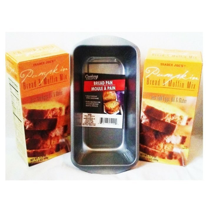 Bread and Muffin Pan Baking Set Includes: Pumpkin Bread Mix and Baking Bread Pan