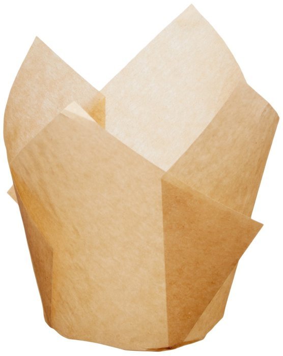 Hoffmaster 611120 Tulip Cup Cupcake Wrapper/Baking Cup, 2" Diameter x 3-1/2" Height, Small, Natural (4 Packs of...