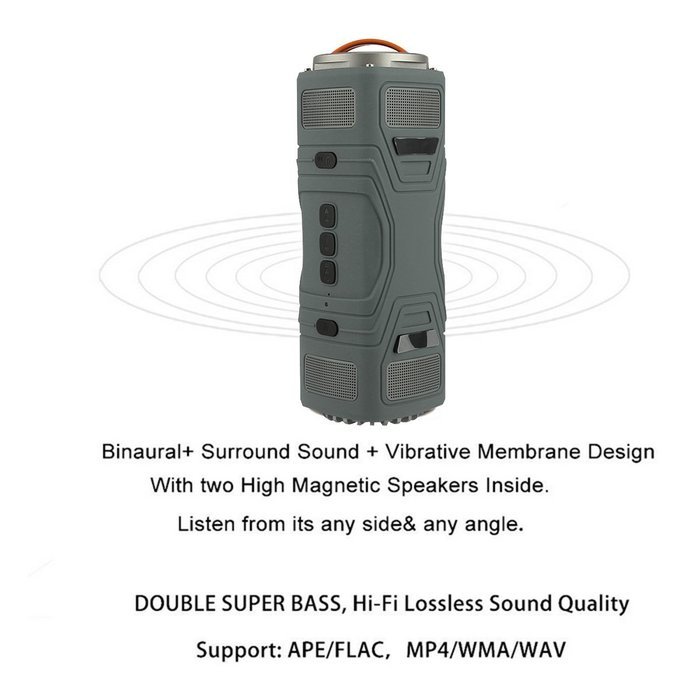 Outdoor Sports Speaker, Dealpeak Hifi Lossless Sound Bluetooth Speaker Waterproof Dustproof Drop Protection Built... N13