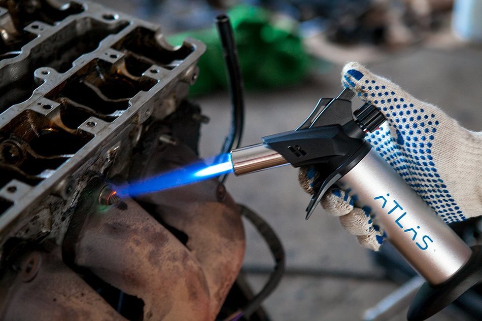 Culinary Micro Butane Torch for Creme Brulee Сooking ATLAS(TM) - Soldering Welding Brazing - Silver