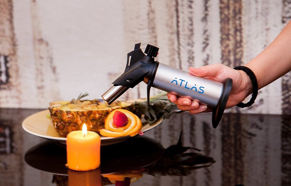 Culinary Micro Butane Torch for Creme Brulee Сooking ATLAS(TM) - Soldering Welding Brazing - Silver N8