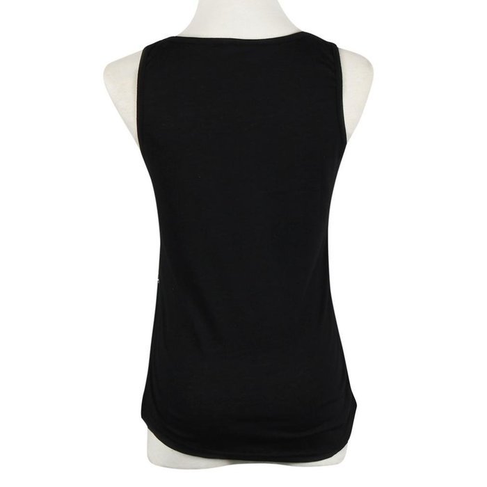 AIMTOPPY New Sexy Women Sun Printed Blouse Sleeveless Vest Tee Shirt Blouse Casual Tank Tops (XL, Black) N3