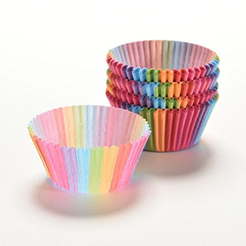 Velishy(TM) Colorful Rainbow Paper Cake Cup Baking Muffin Liner 100 Pcs N4