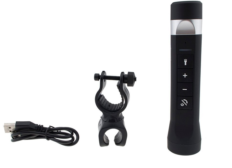 BPULS Waterproof Portable Bluetooth Speaker Rechargeable LED Flashlight Torch MP3 Player FM Radio with Bicycle... N6