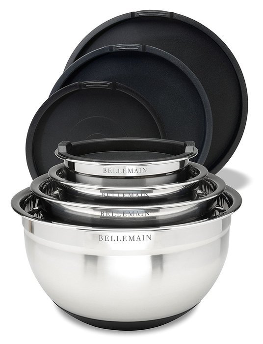 Top Rated Bellemain Stainless Steel Non-Slip Mixing Bowls with Lids, 4 Piece Set Includes 1 Qt., 1.5 Qt., 3 Qt... N2