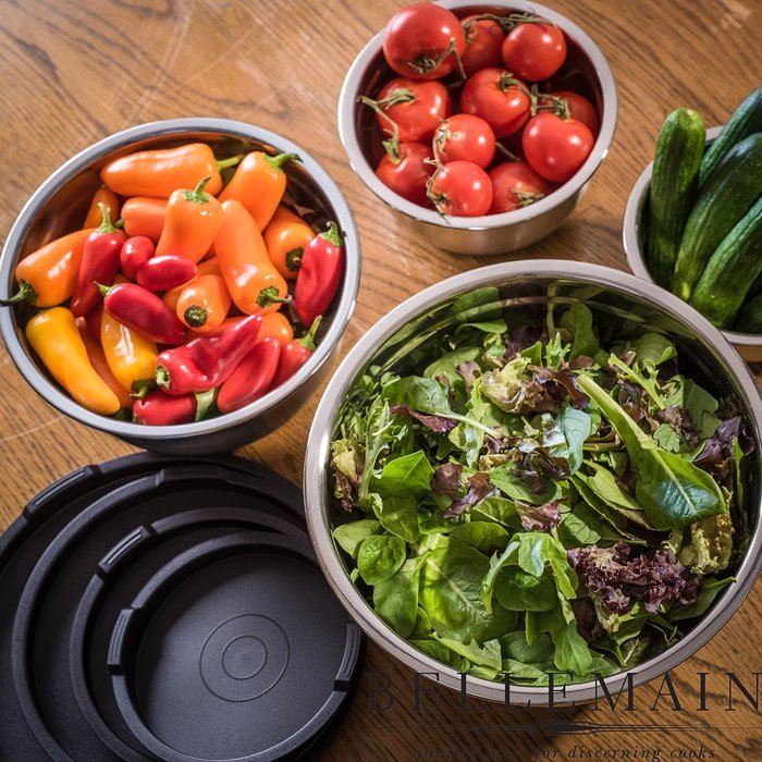 Top Rated Bellemain Stainless Steel Non-Slip Mixing Bowls with Lids, 4 Piece Set Includes 1 Qt., 1.5 Qt., 3 Qt... N3